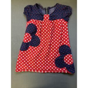 Toddler Girls Vintage Handmade Dress 2T Pink Floral Polka Dot Dress Zipper Back